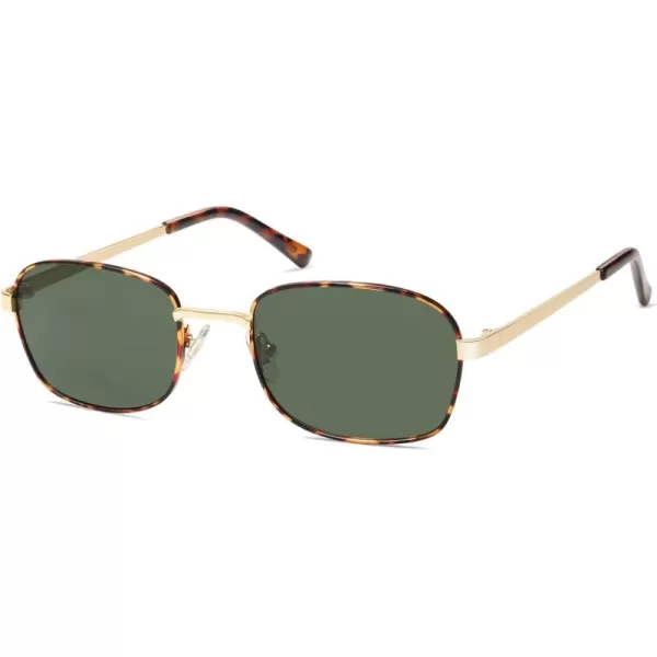 SOJOS Retro Polarized Oval Sunglasses for Women Men Trendy Classic Shades UV400 Protection SJ1177Gold With Tortoise RimGreen