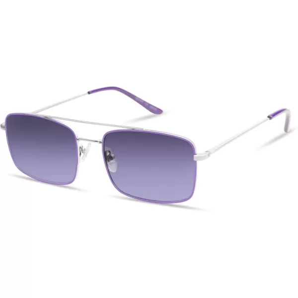 SOJOS Retro Rectangle Sunglasses for Women Men Vintage Rectangular Metal Frame Unisex Sun Glasses SJ1202SilverpurplePurple