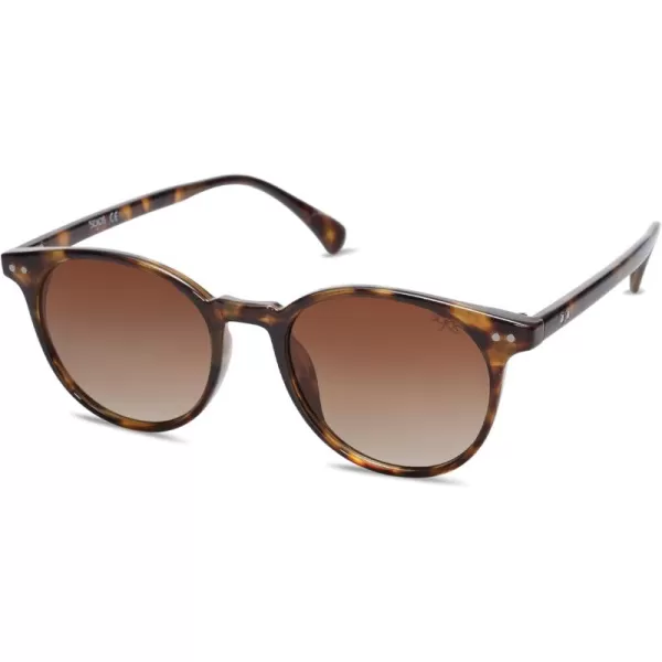SOJOS Small Round Classic Polarized Sunglasses for Women Men Vintage Style UV400 Lens SJ2113TortoiseGradient Brown
