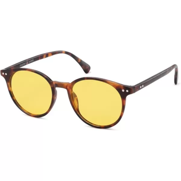 SOJOS Small Round Classic Polarized Sunglasses for Women Men Vintage Style UV400 Lens SJ2113TortoiseYellow