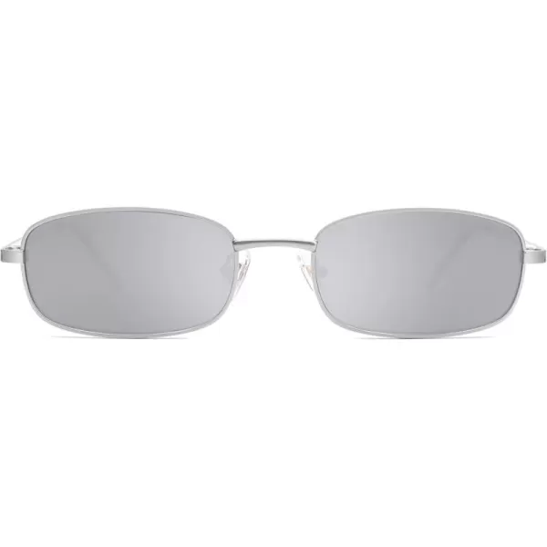 SOJOS Small Y2k Narrow Rectangle Sunglasses Womens Mens Retro 80s 90s Skinny Sunnies SJ1187SilverSilver
