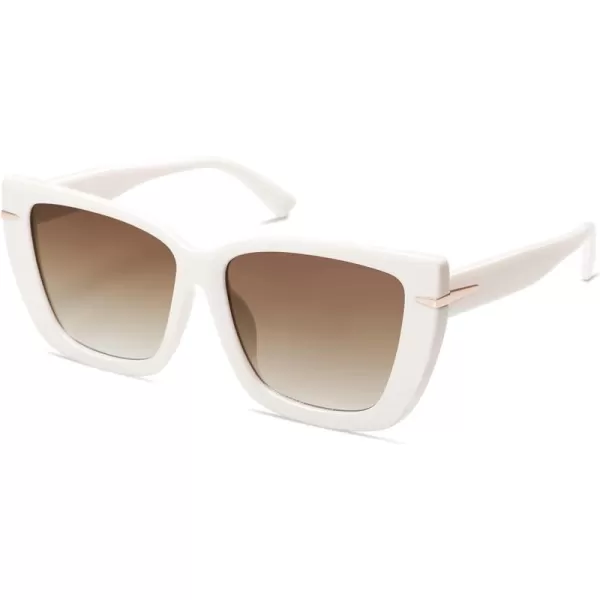SOJOS Trendy Large Oversized Cat Eye Sunglasses for Women 70s UV400 Designer Shades SJ2231WhiteBrown