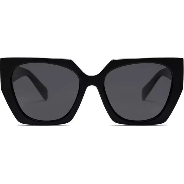 SOJOS Trendy Oversized Polarized Sunglasses Womens Big Square Cateye Sunnies Lentes de sol para mujer SJ2205All Black