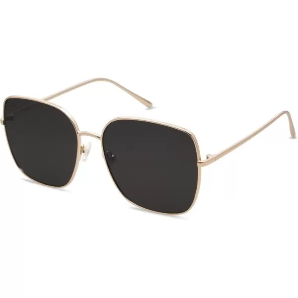 SOJOS Trendy Oversized Square Metal Frame Sunglasses for Women Men Retro Big Flat Lens UV Protection Sunglasses SJ1146Bright GoldGrey