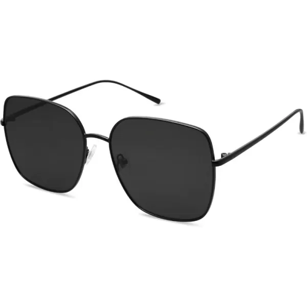 SOJOS Trendy Oversized Square Metal Frame Sunglasses for Women Men Retro Big Flat Lens UV Protection Sunglasses SJ1146Dark BlackGrey