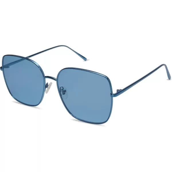 SOJOS Trendy Oversized Square Metal Frame Sunglasses for Women Men Retro Big Flat Lens UV Protection Sunglasses SJ1146Navy BlueBlue