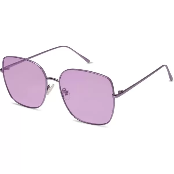 SOJOS Trendy Oversized Square Metal Frame Sunglasses for Women Men Retro Big Flat Lens UV Protection Sunglasses SJ1146PurplePurple
