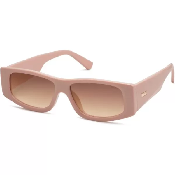 SOJOS Trendy Y2K Rectangle Polarized Sunglasses for Women Men Fashion Designer Rave Sunglasses SJ2228PinkBrown