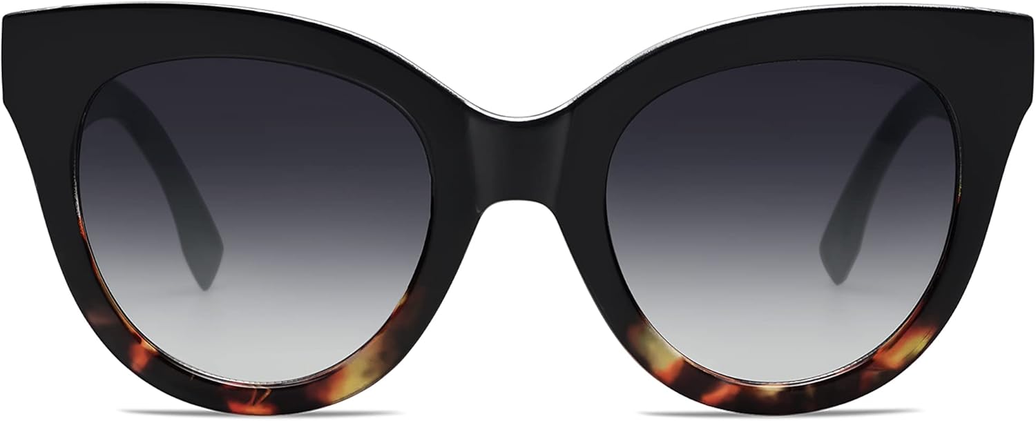 SOJOS Retro Oversized Cateye Sunglasses for Women Large Vintage Trendy Shades SJ2074BlacktortoiseGrey