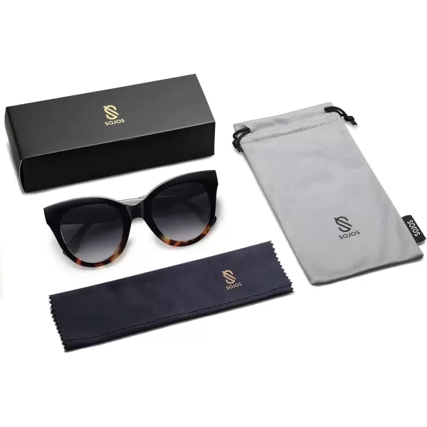 SOJOS Retro Oversized Cateye Sunglasses for Women Large Vintage Trendy Shades SJ2074BlacktortoiseGrey