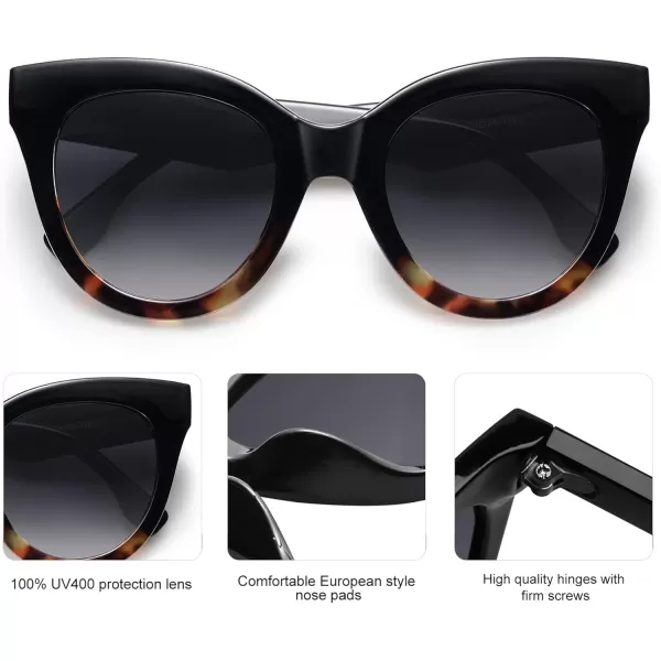 SOJOS Retro Oversized Cateye Sunglasses for Women Large Vintage Trendy Shades SJ2074BlacktortoiseGrey