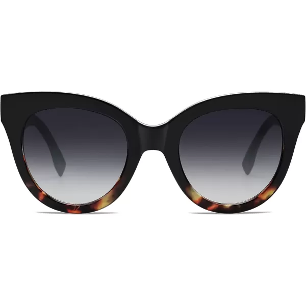 SOJOS Retro Oversized Cateye Sunglasses for Women Large Vintage Trendy Shades SJ2074BlacktortoiseGrey