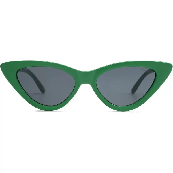 SOJOS Retro Vintage Narrow Cat Eye Sunglasses for Women Clout Goggles Plastic Frame SJ2044GreenGrey
