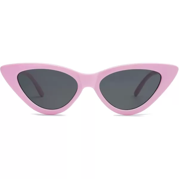 SOJOS Retro Vintage Narrow Cat Eye Sunglasses for Women Clout Goggles Plastic Frame SJ2044PinkGrey