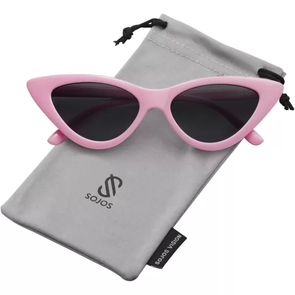 SOJOS Retro Vintage Narrow Cat Eye Sunglasses for Women Clout Goggles Plastic Frame SJ2044PinkGrey