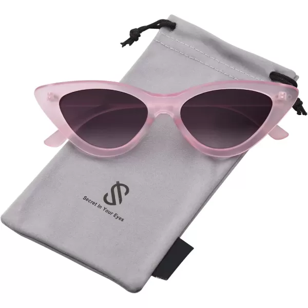 SOJOS Retro Vintage Narrow Cat Eye Sunglasses for Women Clout Goggles Plastic Frame SJ2044Transparent PinkGrey