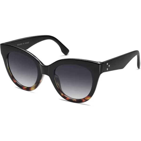 SOJOS Retro Oversized Cateye Sunglasses for Women Large Vintage Trendy Shades SJ2074BlacktortoiseGrey