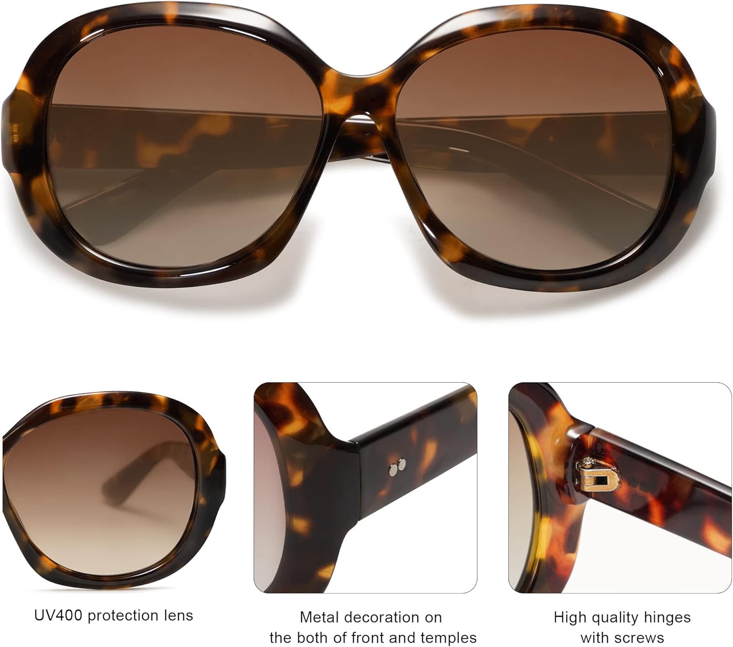 imageSOJOS Vintage Polarized Sunglasses Womens Trendy Oversize Big Frame Sun Glasses UV Protection SJ2209Tortoise