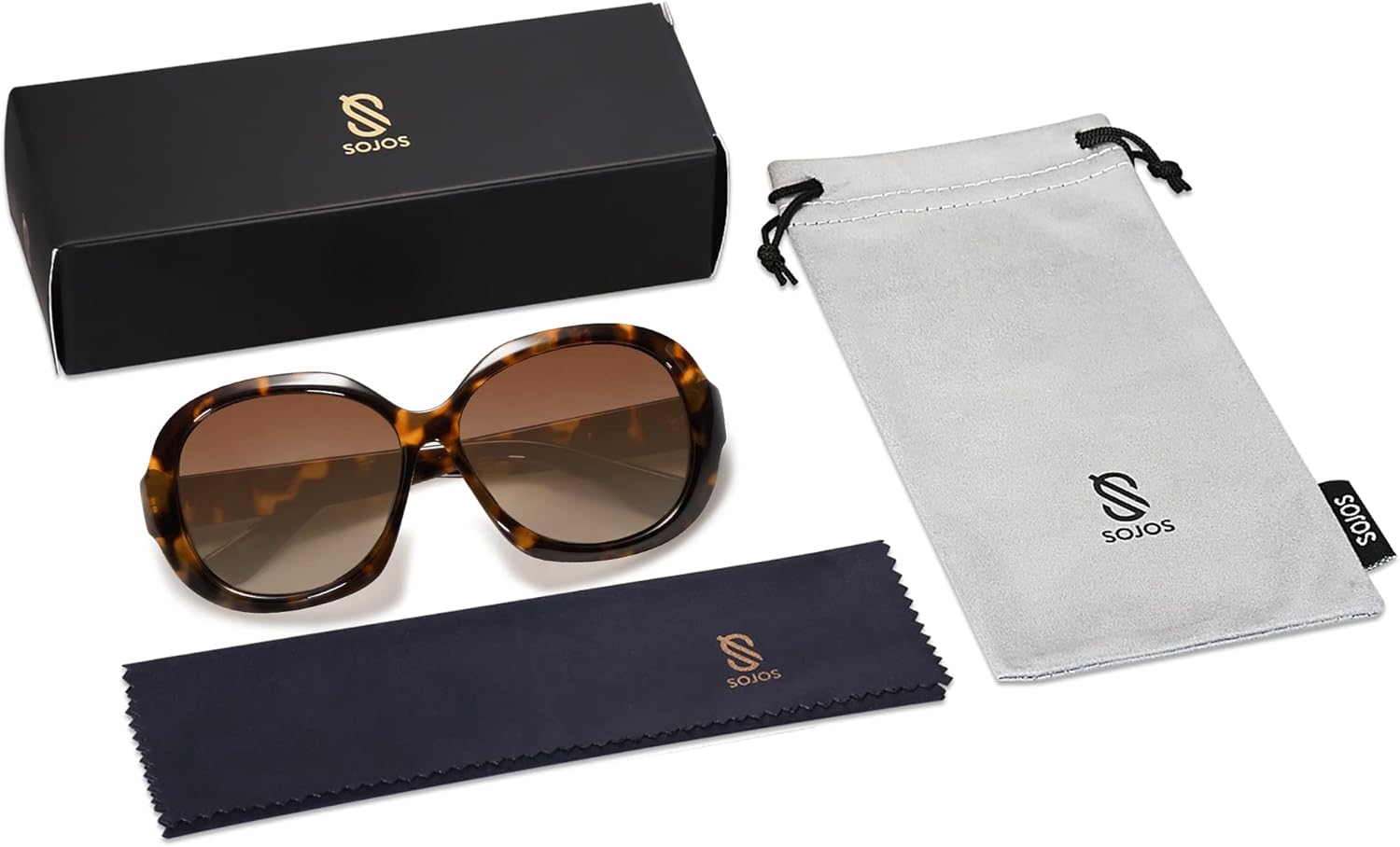 imageSOJOS Vintage Polarized Sunglasses Womens Trendy Oversize Big Frame Sun Glasses UV Protection SJ2209Tortoise