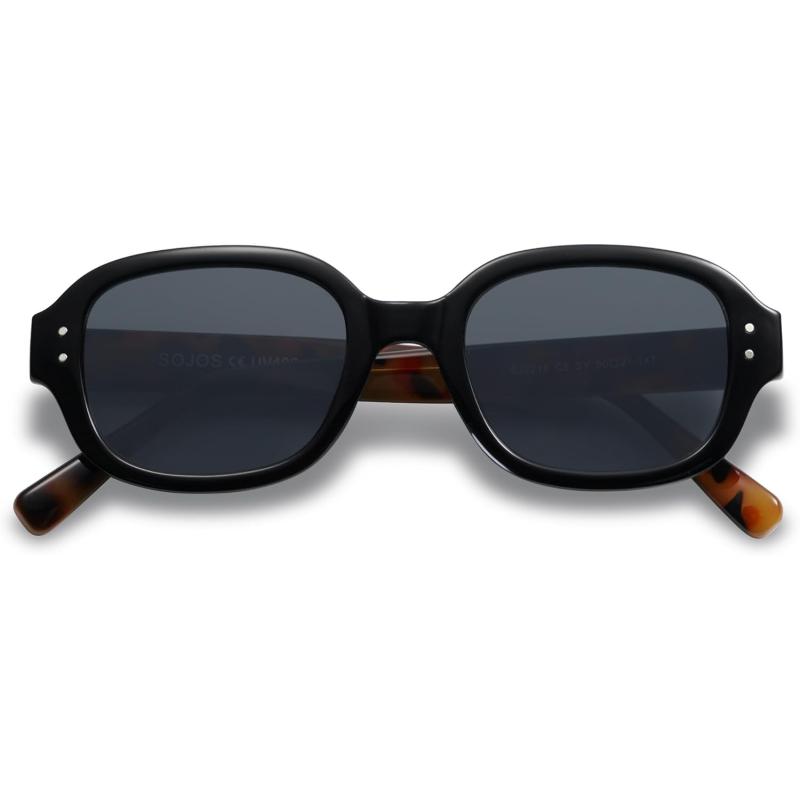imageSOJOS Rectangle Sunglasses for Women Vintage Trendy Outdoor Travel Sun Glasses Square Frame SJ2218Black Tortoise