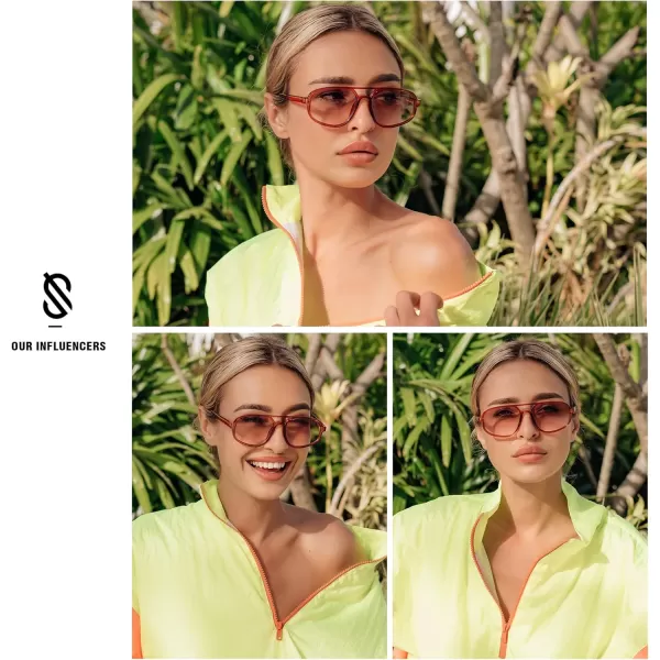 imageSOJOS Aviator Sunglasses for Women ampamp Men Retro Double Bridge Trendy lightweight 90s Shades SJ2247Yellow Tortoise