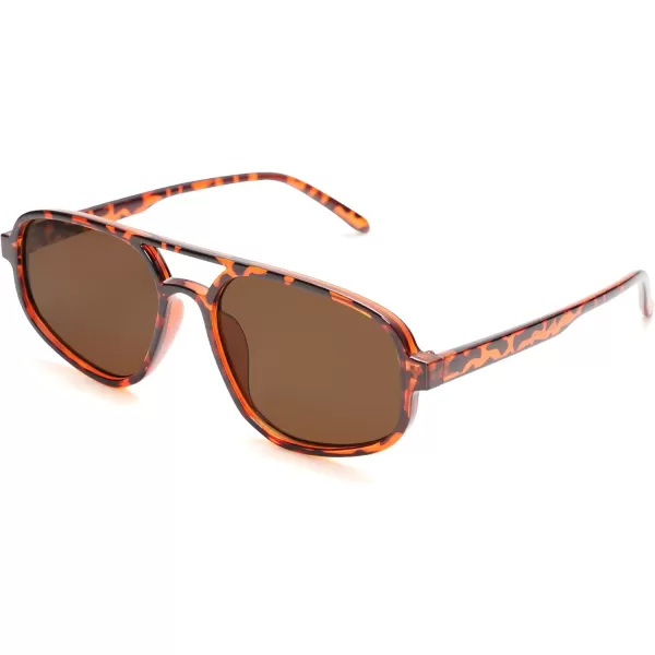 imageSOJOS Aviator Sunglasses for Women ampamp Men Retro Double Bridge Trendy lightweight 90s Shades SJ2247Yellow Tortoise