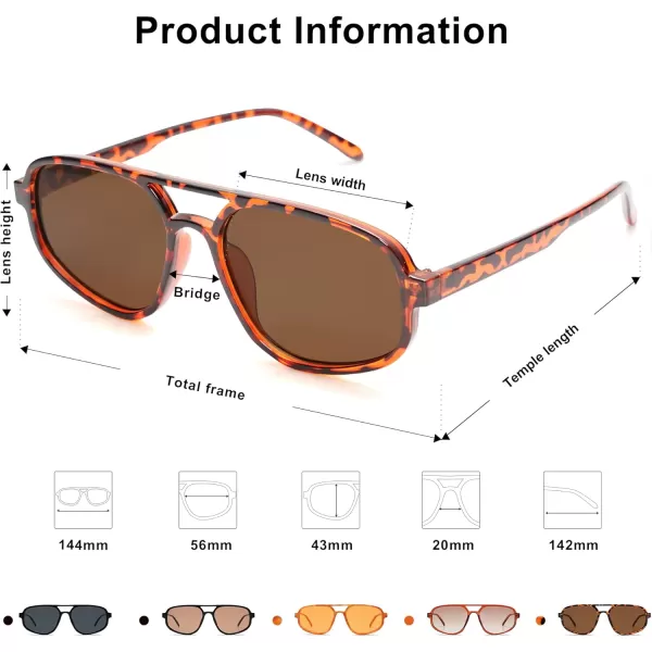imageSOJOS Aviator Sunglasses for Women ampamp Men Retro Double Bridge Trendy lightweight 90s Shades SJ2247Yellow Tortoise