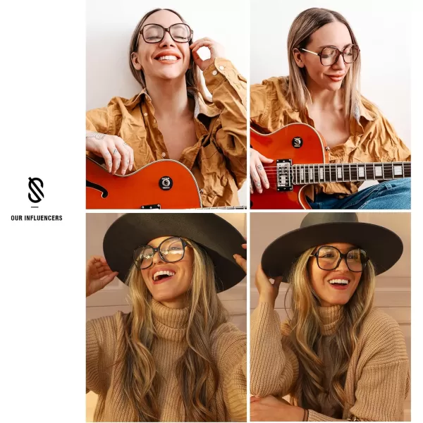 imageSOJOS Oversized Square Blue Light Blocking Glasses for Woman Big Frame TR90 Clear Lens Eyeglasses SJ5097Crystal