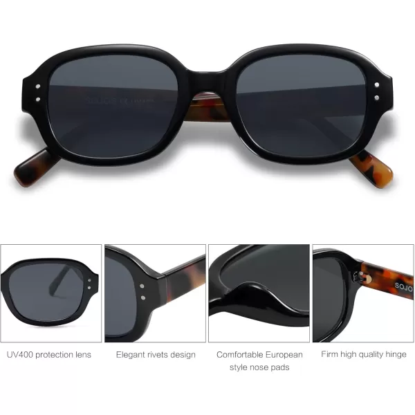 imageSOJOS Rectangle Sunglasses for Women Vintage Trendy Outdoor Travel Sun Glasses Square Frame SJ2218Black Tortoise