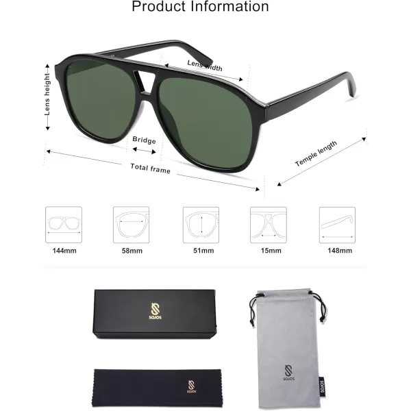 imageSOJOS Retro Large Aviator Sunglasses for Women Men Classic UV400 Oversized Aviators SJ2315BlackDark Green