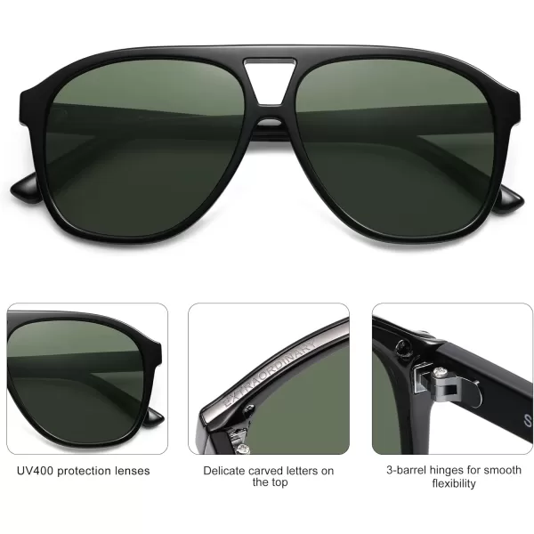 imageSOJOS Retro Large Aviator Sunglasses for Women Men Classic UV400 Oversized Aviators SJ2315BlackDark Green