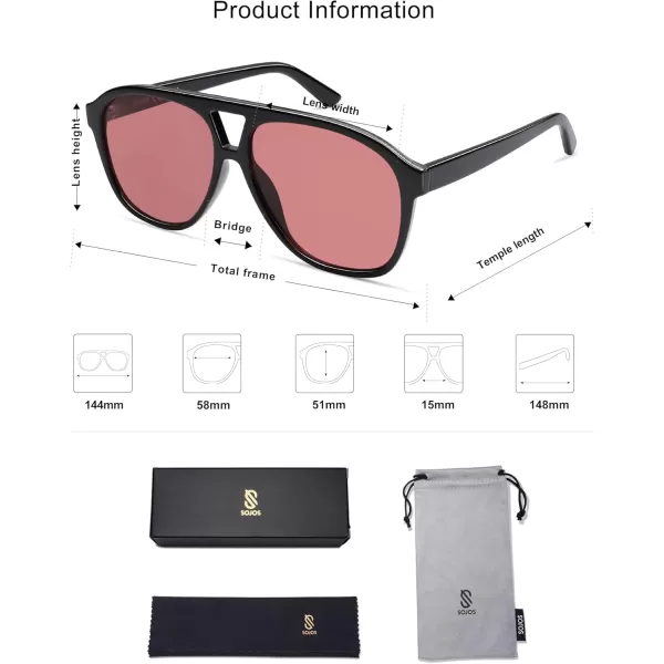 imageSOJOS Retro Large Aviator Sunglasses for Women Men Classic UV400 Oversized Aviators SJ2315BlackDark Red