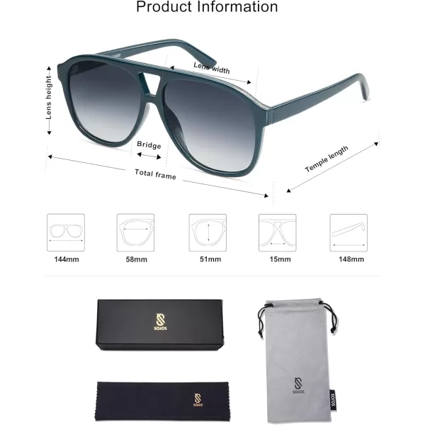 imageSOJOS Retro Large Aviator Sunglasses for Women Men Classic UV400 Oversized Aviators SJ2315BlueGradient Blue