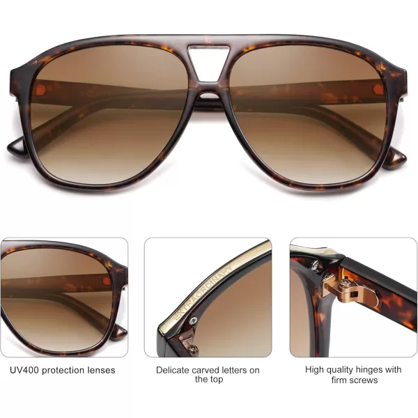 imageSOJOS Retro Large Aviator Sunglasses for Women Men Classic UV400 Oversized Aviators SJ2315Brown TortoiseGradient Brown