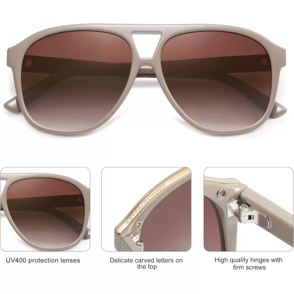 imageSOJOS Retro Large Aviator Sunglasses for Women Men Classic UV400 Oversized Aviators SJ2315KhakiGradient Brown