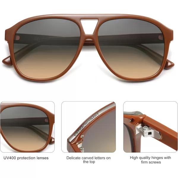 imageSOJOS Retro Large Aviator Sunglasses for Women Men Classic UV400 Oversized Aviators SJ2315OrangeGrey Gradient Brown