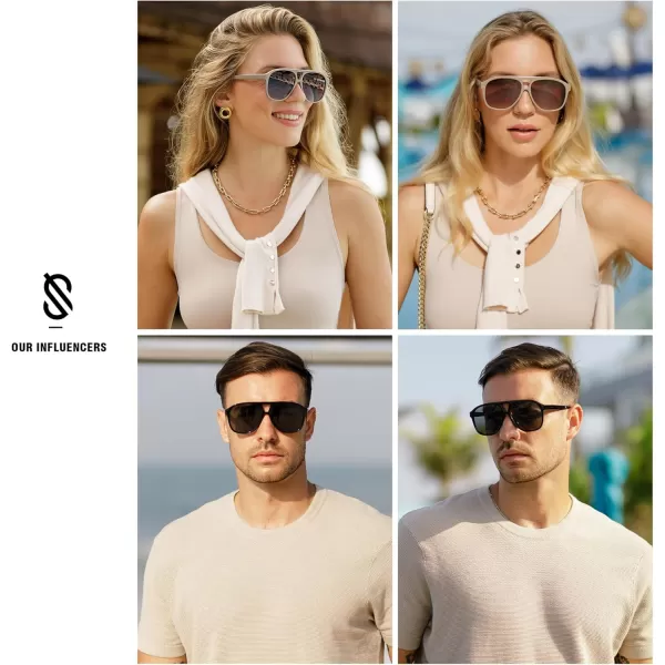 imageSOJOS Retro Large Aviator Sunglasses for Women Men Classic UV400 Oversized Aviators SJ2315WhiteGradient Brown