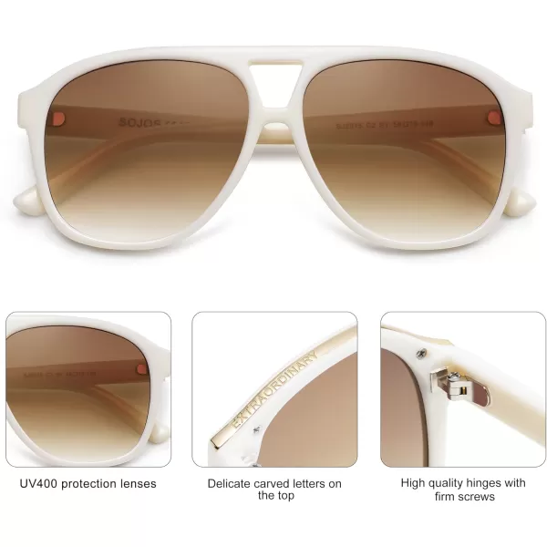 imageSOJOS Retro Large Aviator Sunglasses for Women Men Classic UV400 Oversized Aviators SJ2315WhiteGradient Brown