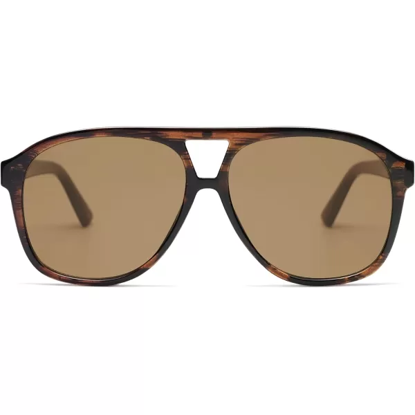 imageSOJOS Retro Large Aviator Sunglasses for Women Men Classic UV400 Oversized Aviators SJ2315Wood PatternBrown