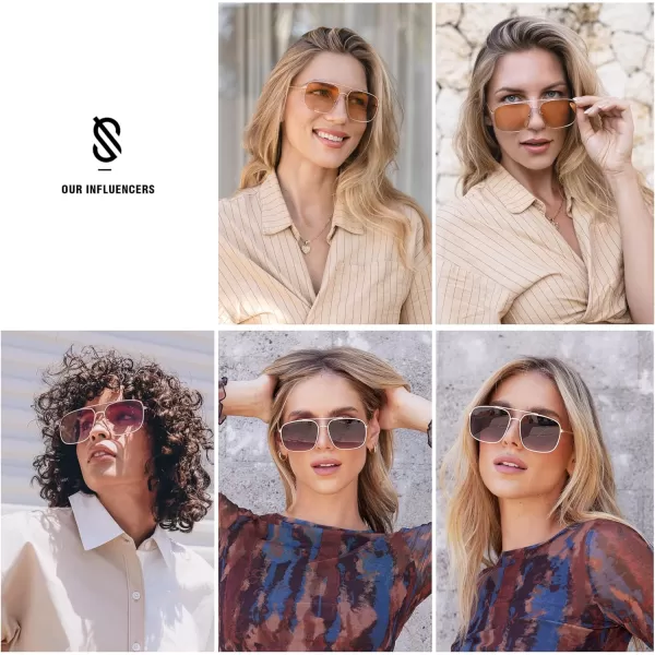 imageSOJOS Retro Square Aviator Sunglasses Womens Mens Aesthetic Y2k Light Lens Shades SJ1176GoldGradient Green