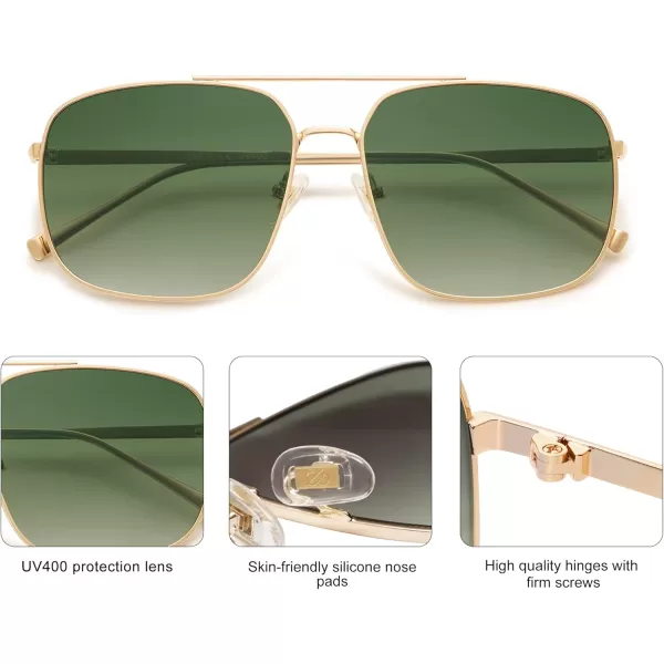 imageSOJOS Retro Square Aviator Sunglasses Womens Mens Aesthetic Y2k Light Lens Shades SJ1176GoldGradient Green