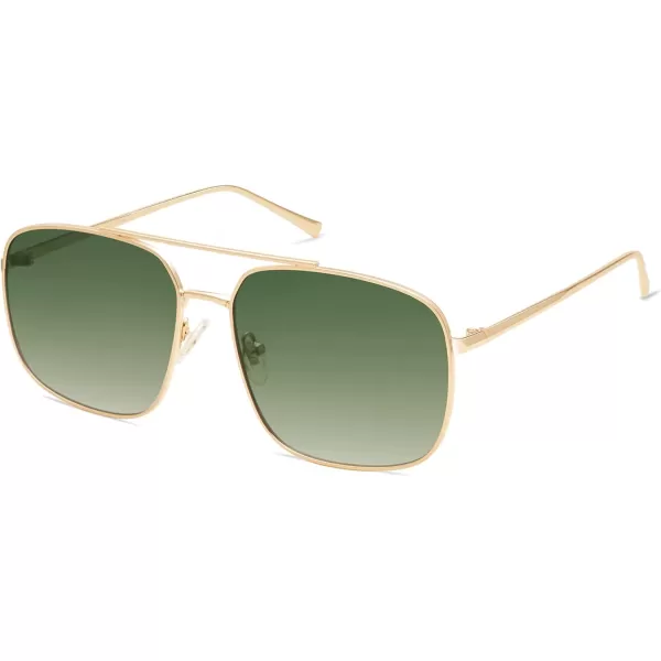 imageSOJOS Retro Square Aviator Sunglasses Womens Mens Aesthetic Y2k Light Lens Shades SJ1176GoldGradient Green