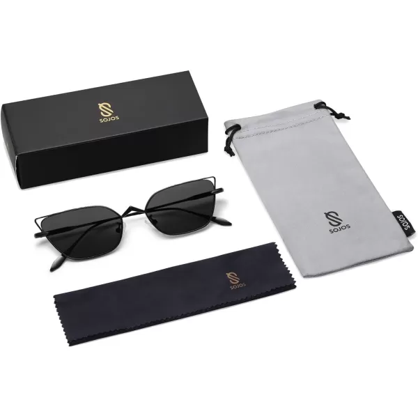 imageSOJOS Small Cateye Sunglasses Fashion Narrow Fun Trendy Rectangle Sunnies SJ1127BlackGrey
