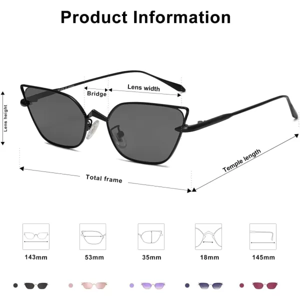 imageSOJOS Small Cateye Sunglasses Fashion Narrow Fun Trendy Rectangle Sunnies SJ1127BlackGrey