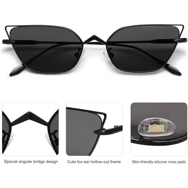 imageSOJOS Small Cateye Sunglasses Fashion Narrow Fun Trendy Rectangle Sunnies SJ1127BlackGrey