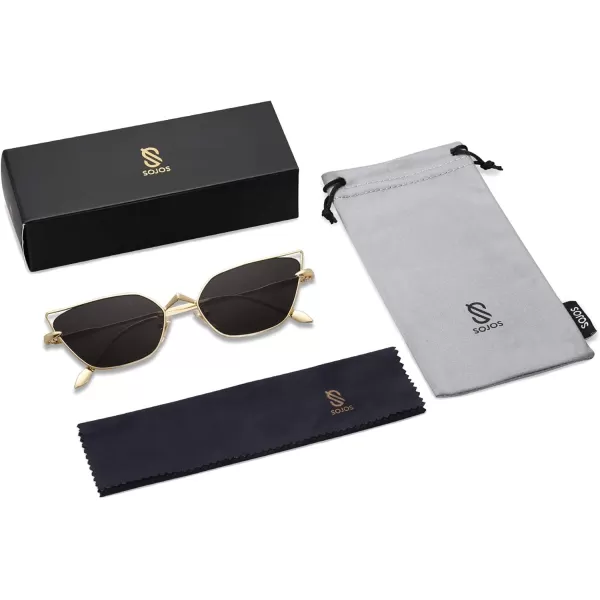 imageSOJOS Small Cateye Sunglasses Fashion Narrow Fun Trendy Rectangle Sunnies SJ1127Gold  Black