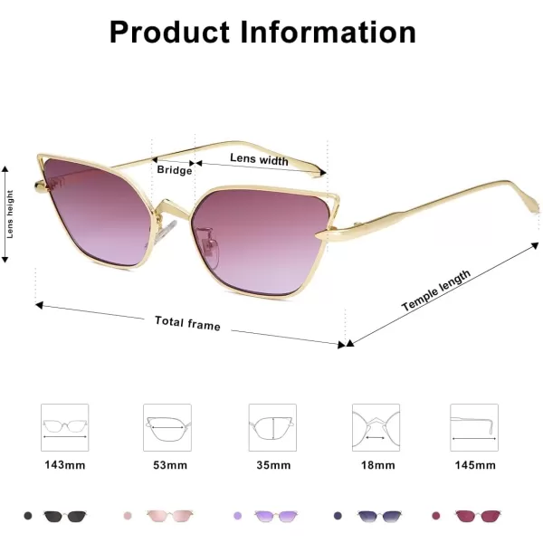 imageSOJOS Small Cateye Sunglasses Fashion Narrow Fun Trendy Rectangle Sunnies SJ1127GoldDark Purple