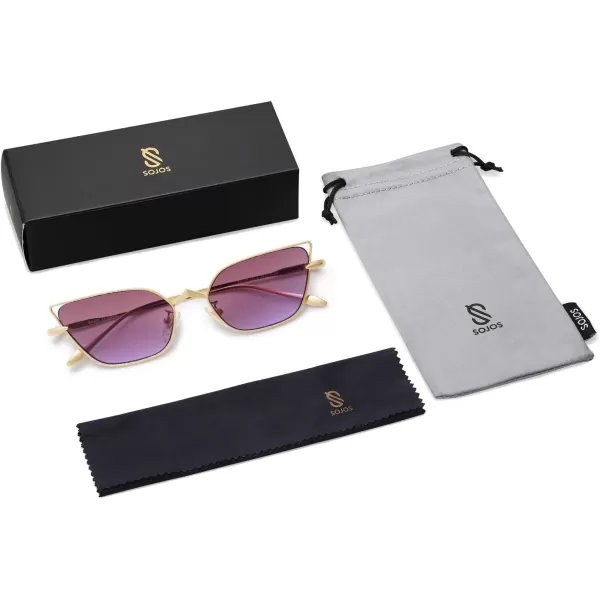 imageSOJOS Small Cateye Sunglasses Fashion Narrow Fun Trendy Rectangle Sunnies SJ1127GoldDark Purple