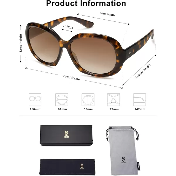imageSOJOS Vintage Polarized Sunglasses Womens Trendy Oversize Big Frame Sun Glasses UV Protection SJ2209Tortoise