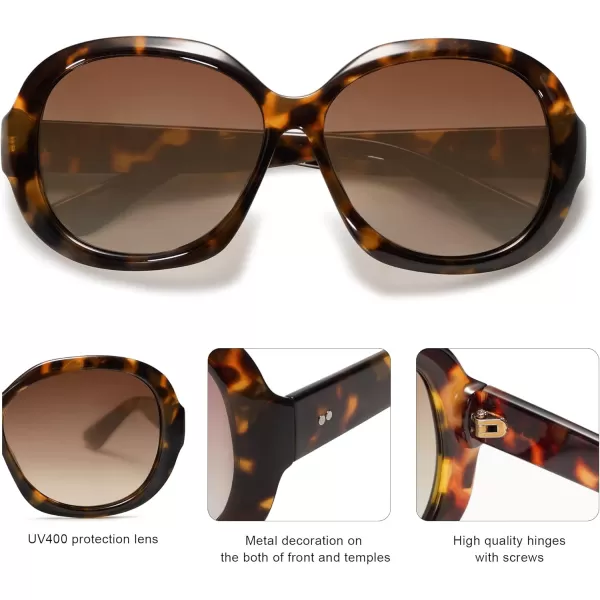 imageSOJOS Vintage Polarized Sunglasses Womens Trendy Oversize Big Frame Sun Glasses UV Protection SJ2209Tortoise